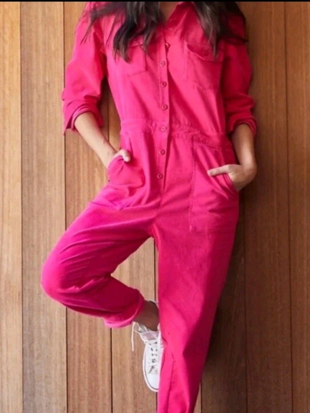 NWT Rare Find Outerknown Corduroy Magenta Jumpsuit Size XS